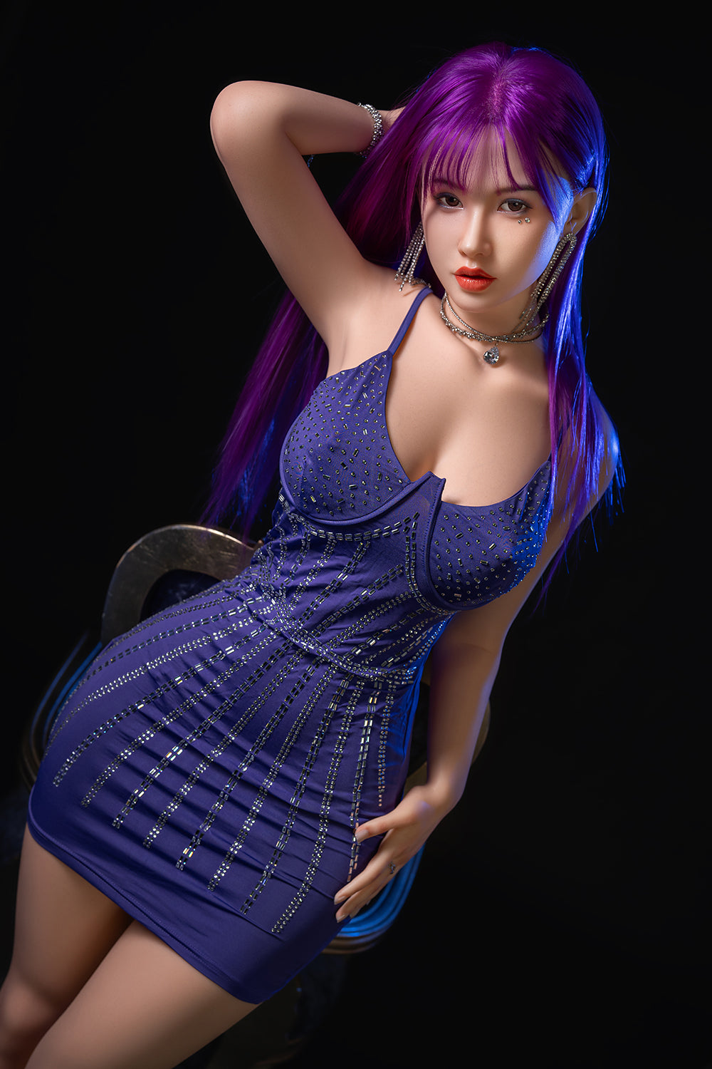 Vera 165cm 644 A Purple Hair Full Silicone Blowjob Sex Doll Sexy Asia