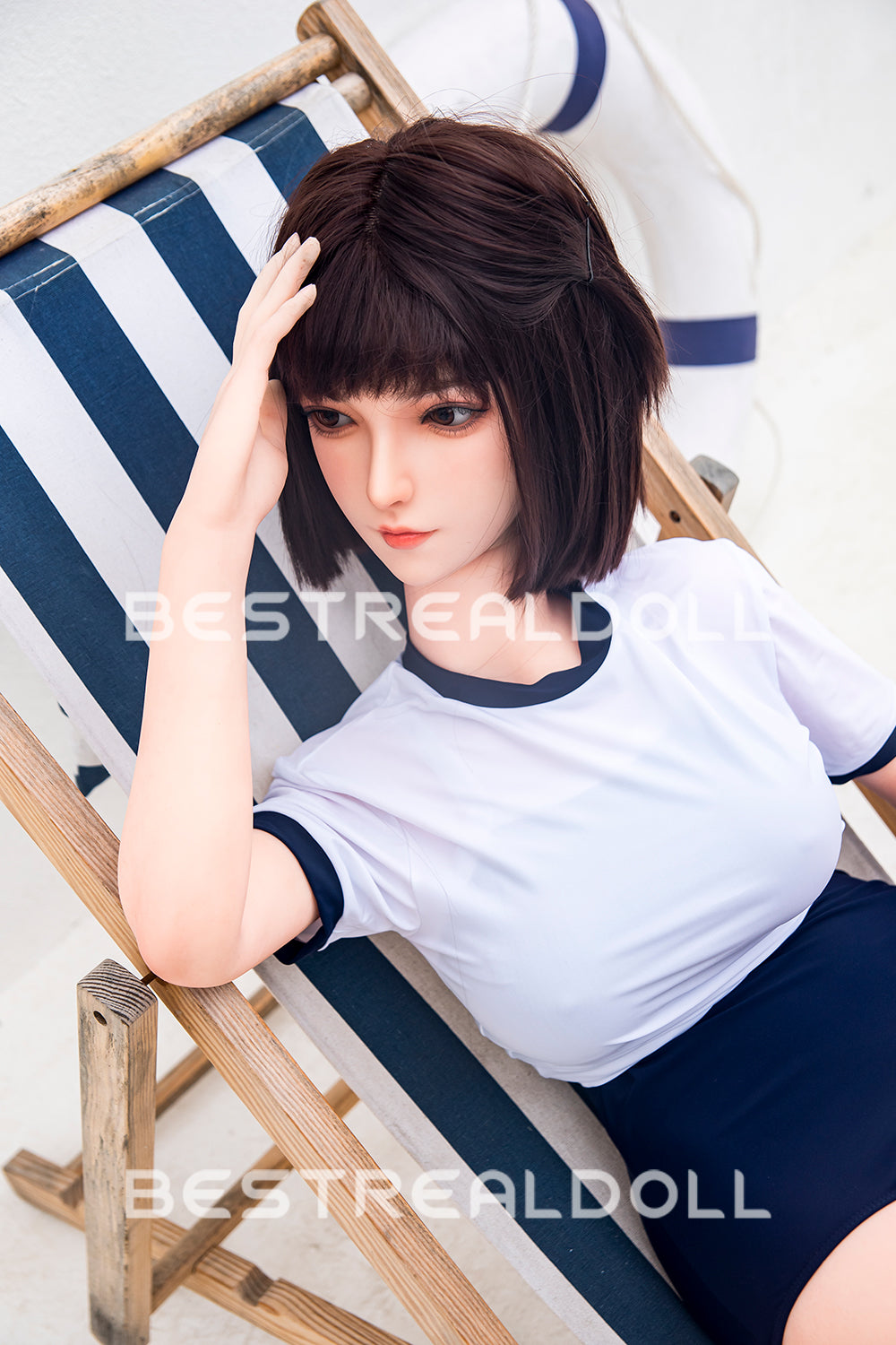 US Stock - RIDMII 163cm Momo Unique Design Short Hair App-Controlled Sex Doll Silicone Head TPE Body Realistic Love Doll