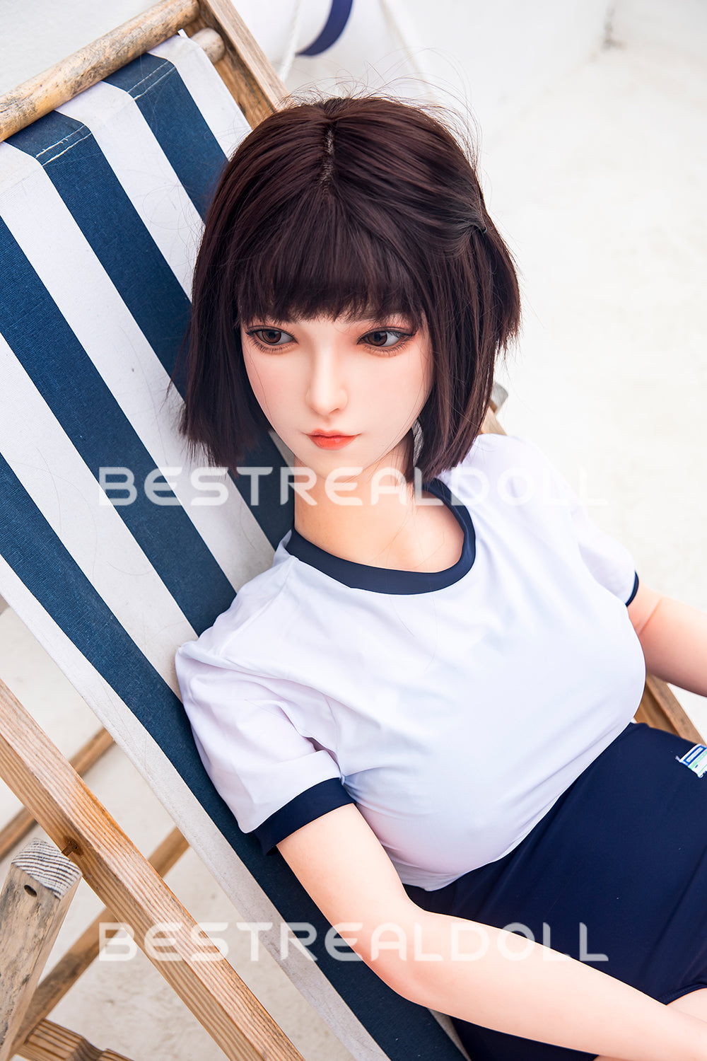 US Stock - RIDMII 163cm Momo Unique Design Short Hair App-Controlled Sex Doll Silicone Head TPE Body Realistic Love Doll