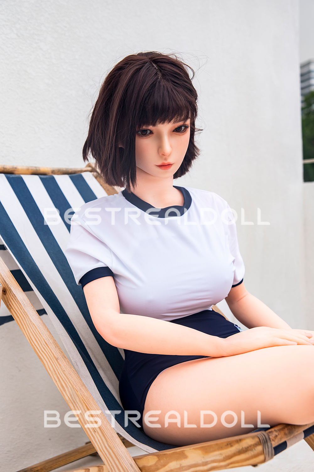 US Stock - RIDMII 163cm Momo Unique Design Short Hair App-Controlled Sex Doll Silicone Head TPE Body Realistic Love Doll